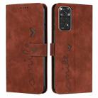 For Xiaomi Redmi Note 11 Global Skin Feel Heart Pattern Leather Phone Case(Brown) - 1