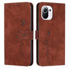 For Xiaomi Mi 11 Lite Skin Feel Heart Pattern Leather Phone Case(Brown) - 1