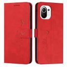 For Xiaomi Mi 11 Lite Skin Feel Heart Pattern Leather Phone Case(Red) - 1