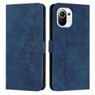 For Xiaomi Mi 11 Lite Skin Feel Heart Pattern Leather Phone Case(Blue) - 1