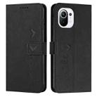 For Xiaomi Mi 11 Lite Skin Feel Heart Pattern Leather Phone Case(Black) - 1