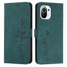 For Xiaomi Mi 11 Lite Skin Feel Heart Pattern Leather Phone Case(Green) - 1