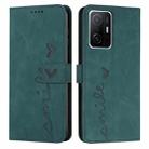 For Xiaomi 11T/11T Pro Skin Feel Heart Pattern Leather Phone Case(Green) - 1