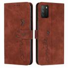 For Xiaomi Poco M3 Skin Feel Heart Pattern Leather Phone Case(Brown) - 1