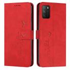 For Xiaomi Poco M3 Skin Feel Heart Pattern Leather Phone Case(Red) - 1