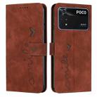 For Xiaomi Poco M4 Pro Skin Feel Heart Pattern Leather Phone Case(Brown) - 1