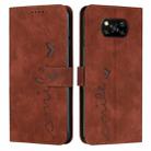 For Xiaomi Poco X3 NFC Skin Feel Heart Pattern Leather Phone Case(Brown) - 1