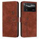 For Xiaomi Poco X4 Pro 5G Skin Feel Heart Pattern Leather Phone Case(Brown) - 1