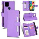 For Google Pixel 5a 5G Litchi Texture Zipper Leather Phone Case(Purple) - 1