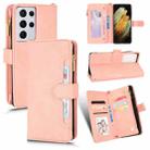 For Samsung Galaxy S21 Ultra 5G Litchi Texture Zipper Leather Phone Case(Pink) - 1