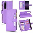 For Sony Xperia 1 IV Litchi Texture Zipper Leather Phone Case(Purple) - 1