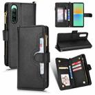 For Sony Xperia 10 IV Litchi Texture Zipper Leather Phone Case(Black) - 1