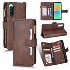 For Sony Xperia 10 IV Litchi Texture Zipper Leather Phone Case(Brown) - 1