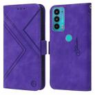 For Motorola Moto E20 / E30 / E40 RFID Geometric Line Flip Leather Phone Case(Purple) - 1