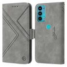 For Motorola Moto E20 / E30 / E40 RFID Geometric Line Flip Leather Phone Case(Grey) - 1