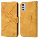 For Motorola Moto E32 RFID Geometric Line Flip Leather Phone Case(Yellow) - 1