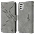 For Motorola Moto E32 RFID Geometric Line Flip Leather Phone Case(Grey) - 1