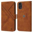 For Motorola Moto G22 RFID Geometric Line Flip Leather Phone Case(Brown) - 1