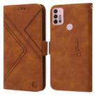 For Motorola Moto G30 / G10 / G20 RFID Geometric Line Flip Leather Phone Case(Brown) - 1