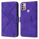 For Motorola Moto G30 / G10 / G20 RFID Geometric Line Flip Leather Phone Case(Purple) - 1