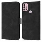 For Motorola Moto G30 / G10 / G20 RFID Geometric Line Flip Leather Phone Case(Black) - 1