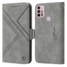 For Motorola Moto G30 / G10 / G20 RFID Geometric Line Flip Leather Phone Case(Grey) - 1