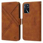 For OPPO A16 RFID Geometric Line Flip Leather Phone Case(Brown) - 1