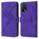 For OPPO A16 RFID Geometric Line Flip Leather Phone Case(Purple) - 1