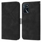 For OPPO A16 RFID Geometric Line Flip Leather Phone Case(Black) - 1