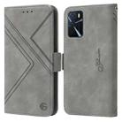 For OPPO A16 RFID Geometric Line Flip Leather Phone Case(Grey) - 1