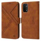 For OPPO A54 5G / A74 5G RFID Geometric Line Flip Leather Phone Case(Brown) - 1