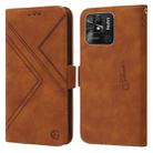 For Xiaomi Redmi 10C Global RFID Geometric Line Flip Leather Phone Case(Brown) - 1