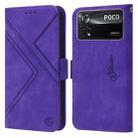 For Xiaomi Poco X4 Pro 5G RFID Geometric Line Flip Leather Phone Case(Purple) - 1