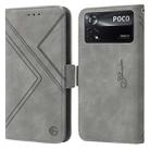 For Xiaomi Poco X4 Pro 5G RFID Geometric Line Flip Leather Phone Case(Grey) - 1