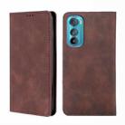 For Motorola Edge 30 Skin Feel Magnetic Horizontal Flip Leather Phone Case(Dark Brown) - 1