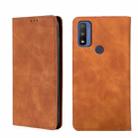 For Motorola G Pure Skin Feel Magnetic Horizontal Flip Leather Phone Case(Light Brown) - 1