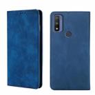 For Motorola G Pure Skin Feel Magnetic Horizontal Flip Leather Phone Case(Blue) - 1