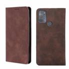 For Motorola Moto G50 Skin Feel Magnetic Horizontal Flip Leather Phone Case(Dark Brown) - 1