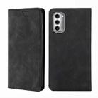 For Motorola MOTO G52j 5G Skin Feel Magnetic Horizontal Flip Leather Phone Case(Black) - 1