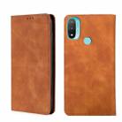 For Motorola Moto E20 Skin Feel Magnetic Horizontal Flip Leather Phone Case(Light Brown) - 1