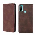 For Motorola Moto E20 Skin Feel Magnetic Horizontal Flip Leather Phone Case(Dark Brown) - 1