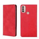 For Motorola Moto E40 Skin Feel Magnetic Horizontal Flip Leather Phone Case(Red) - 1