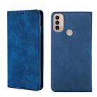 For Motorola Moto E40 Skin Feel Magnetic Horizontal Flip Leather Phone Case(Blue) - 1