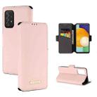 For Samsung Galaxy A52 5G / 4G MUXMA MX115 Cross Texture Oil Edge Flip Leather Phone Case(Pink) - 1