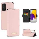 For Samsung Galaxy A72 5G / 4G MUXMA MX115 Cross Texture Oil Edge Flip Leather Phone Case(Pink) - 1