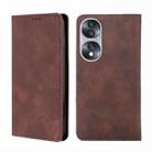 For Honor 70 Skin Feel Magnetic Horizontal Flip Leather Phone Case(Dark Brown) - 1