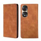 For Honor 70 Pro/70 Pro+ Skin Feel Magnetic Horizontal Flip Leather Phone Case(Light Brown) - 1