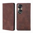 For Honor 70 Pro/70 Pro+ Skin Feel Magnetic Horizontal Flip Leather Phone Case(Dark Brown) - 1