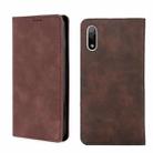 For Sony Xperia ACE II Skin Feel Magnetic Horizontal Flip Leather Phone Case(Dark Brown) - 1