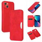 For iPhone 13 Shrimp Skin Texture Flip Leather Phone Case(Red) - 1
